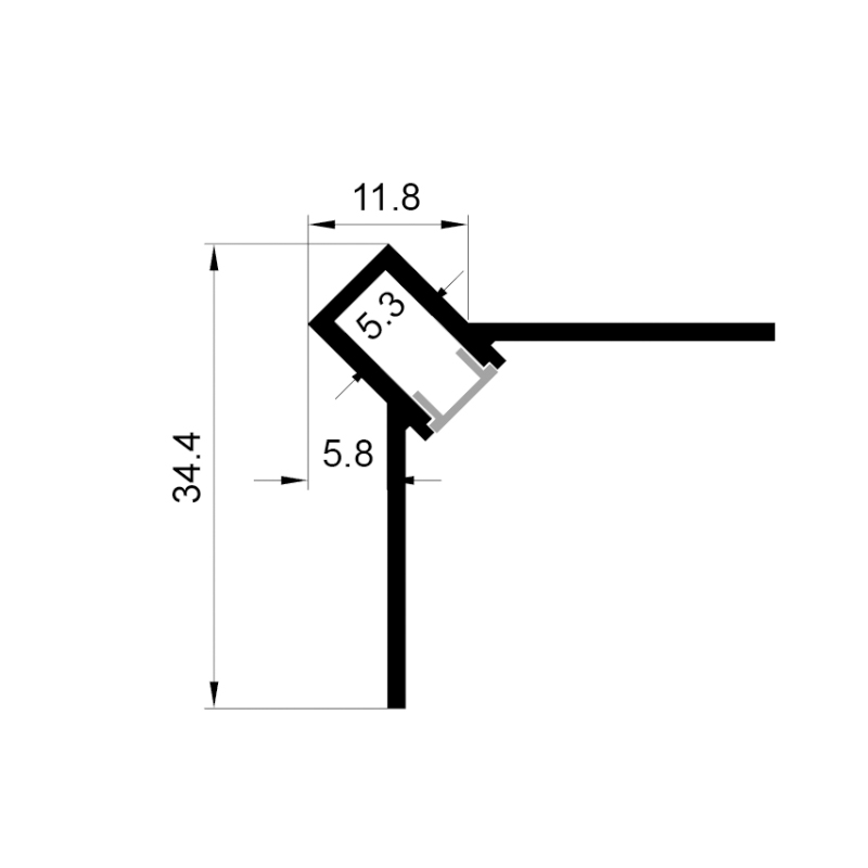 Mud In LED Inside Corner Moulding For 5mm Strip Lighting Mud In LED Inside Corner Moulding For 5mm Strip Lighting